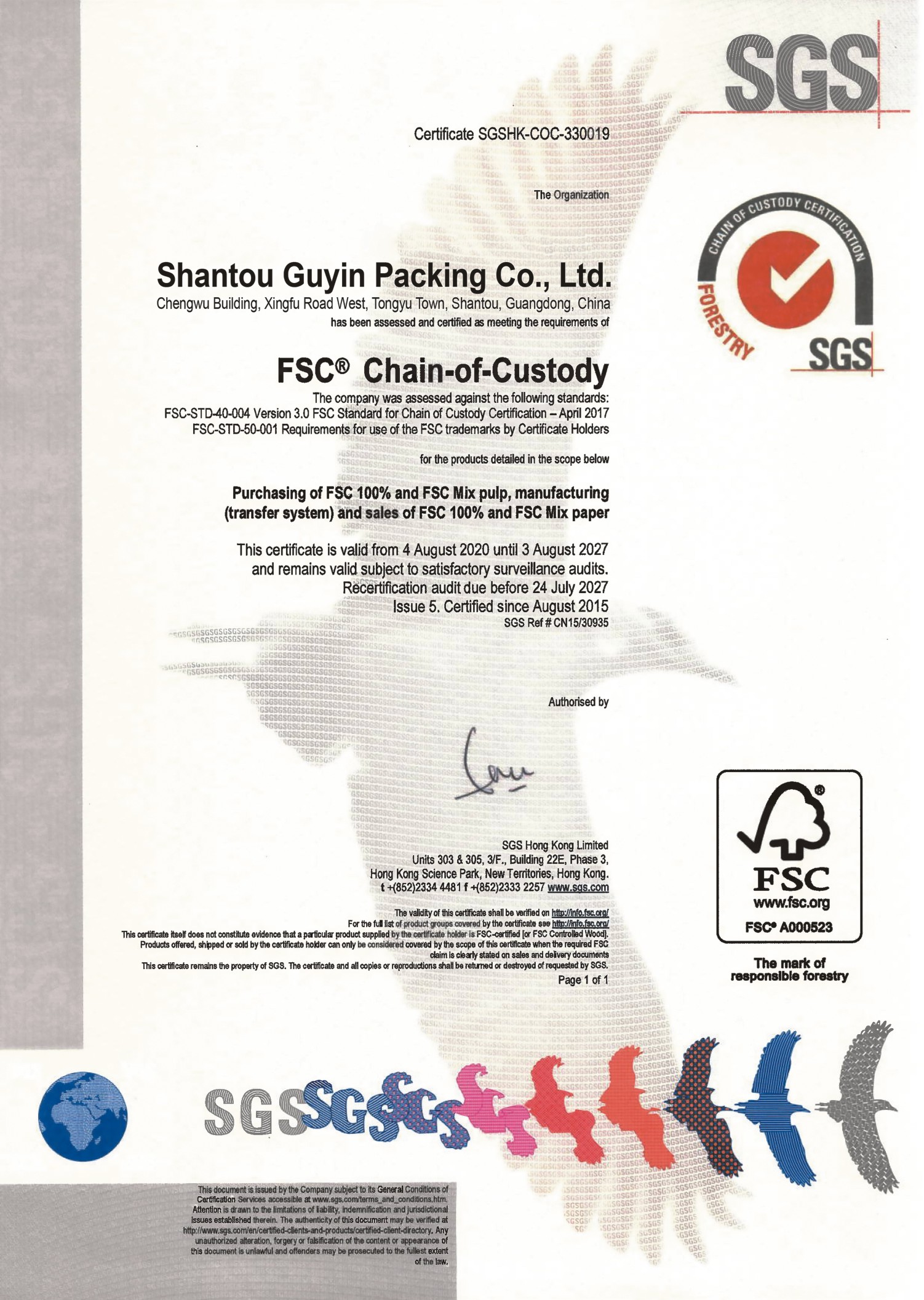 FSC Packaging Certificated