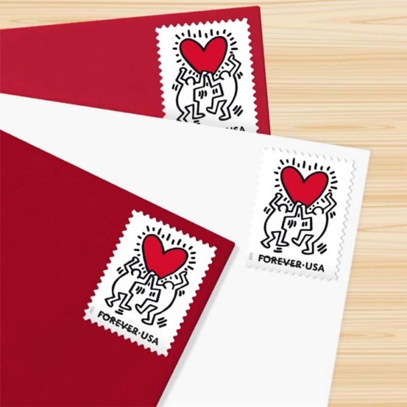 heart stamp greeting card set