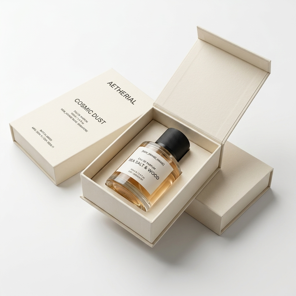 Cream minimalist perfume packaging case
