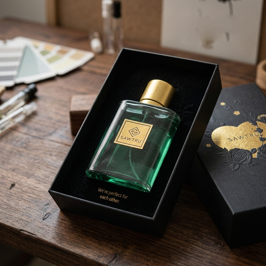 Green bottle black rigid gift box