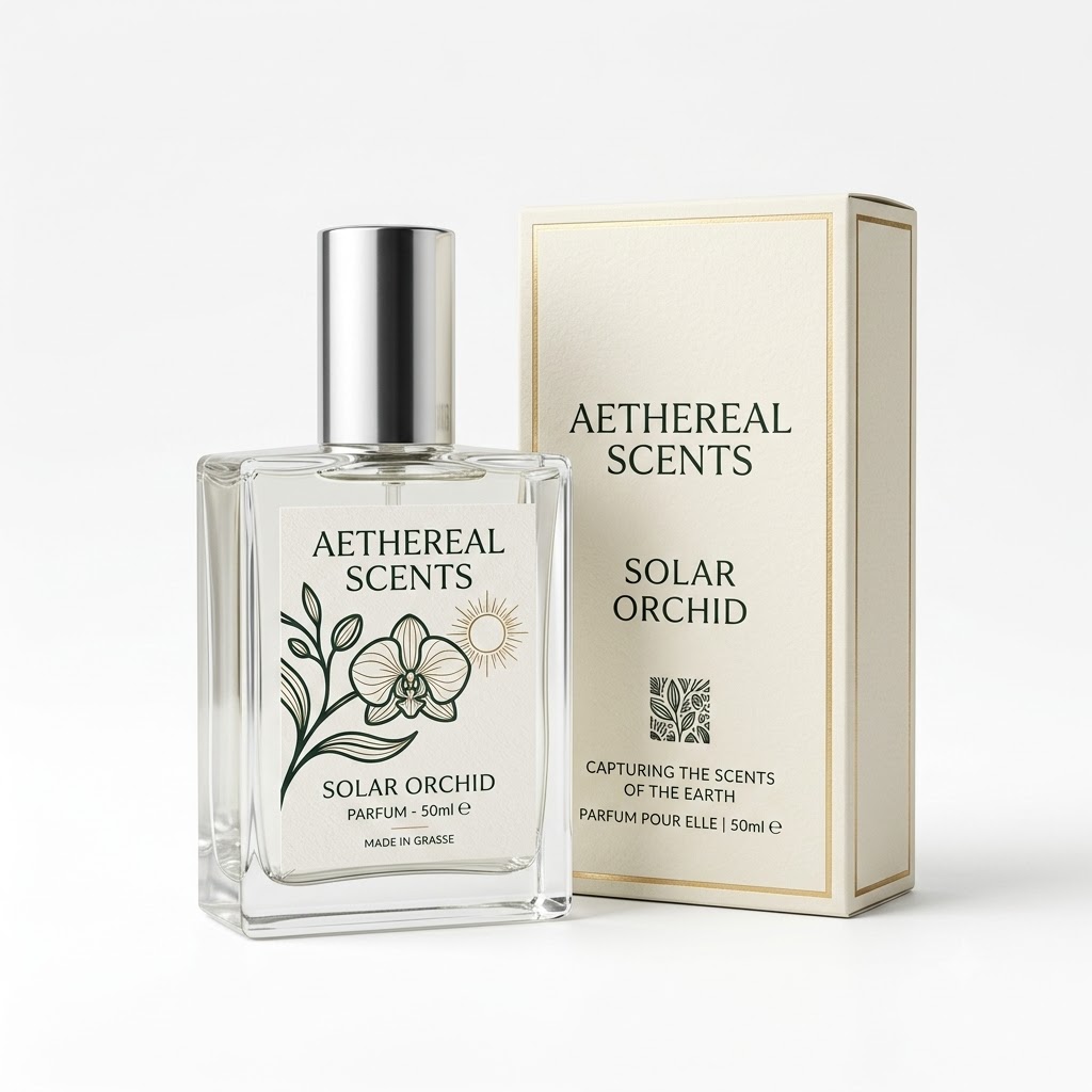 Cream botanical print perfume box