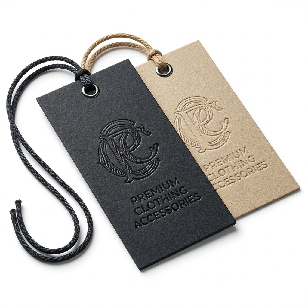 Black embossed kraft paper label tag