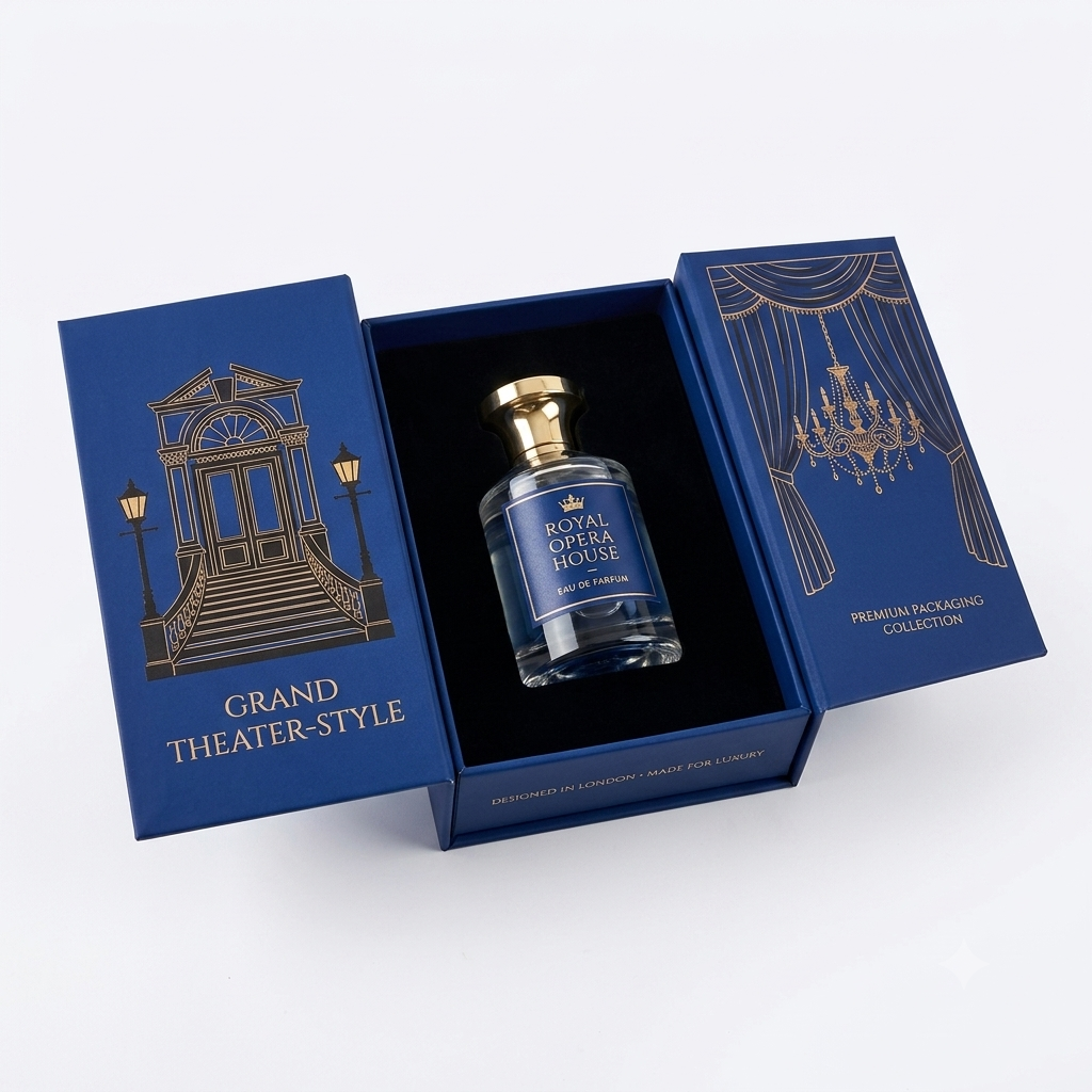 Navy luxury dual-flap perfume packaging box
