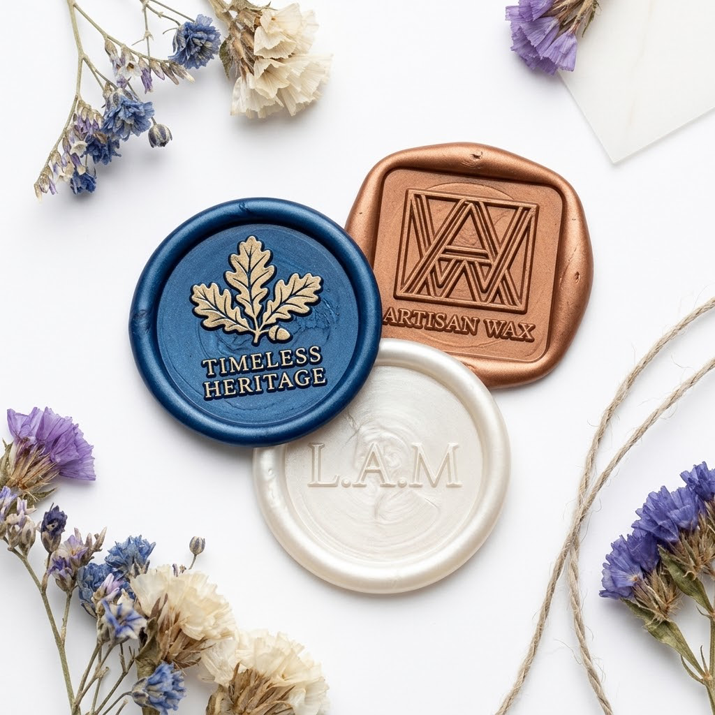 white monogram wax seals styled