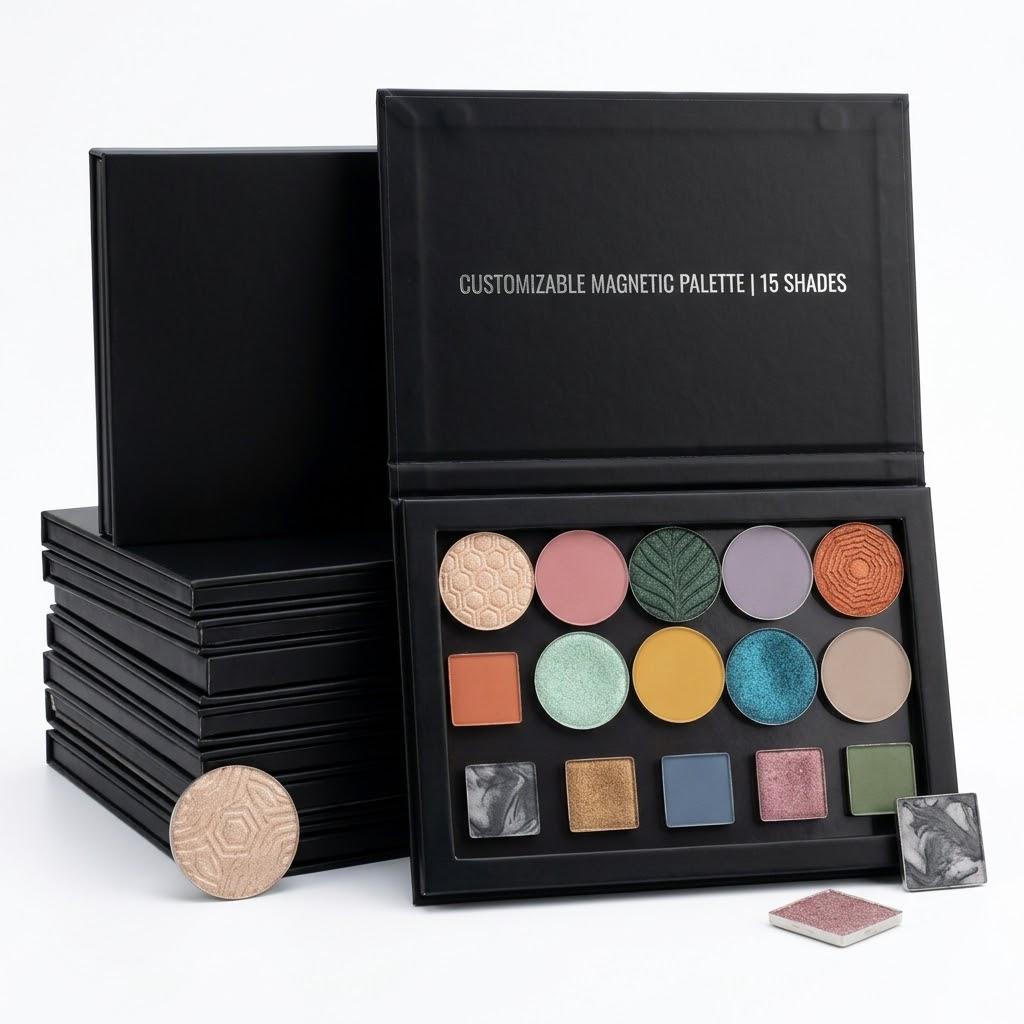 Black matte refillable eye shadow box