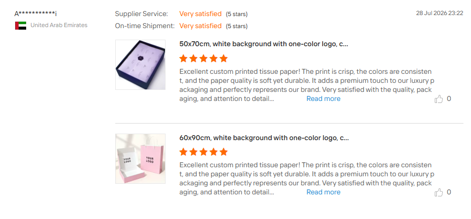 Verified customer feedback for GooinPack on Alibaba.com